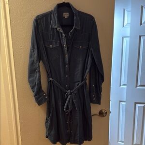 J. Crew Blue Long Sleeve Collared Dress